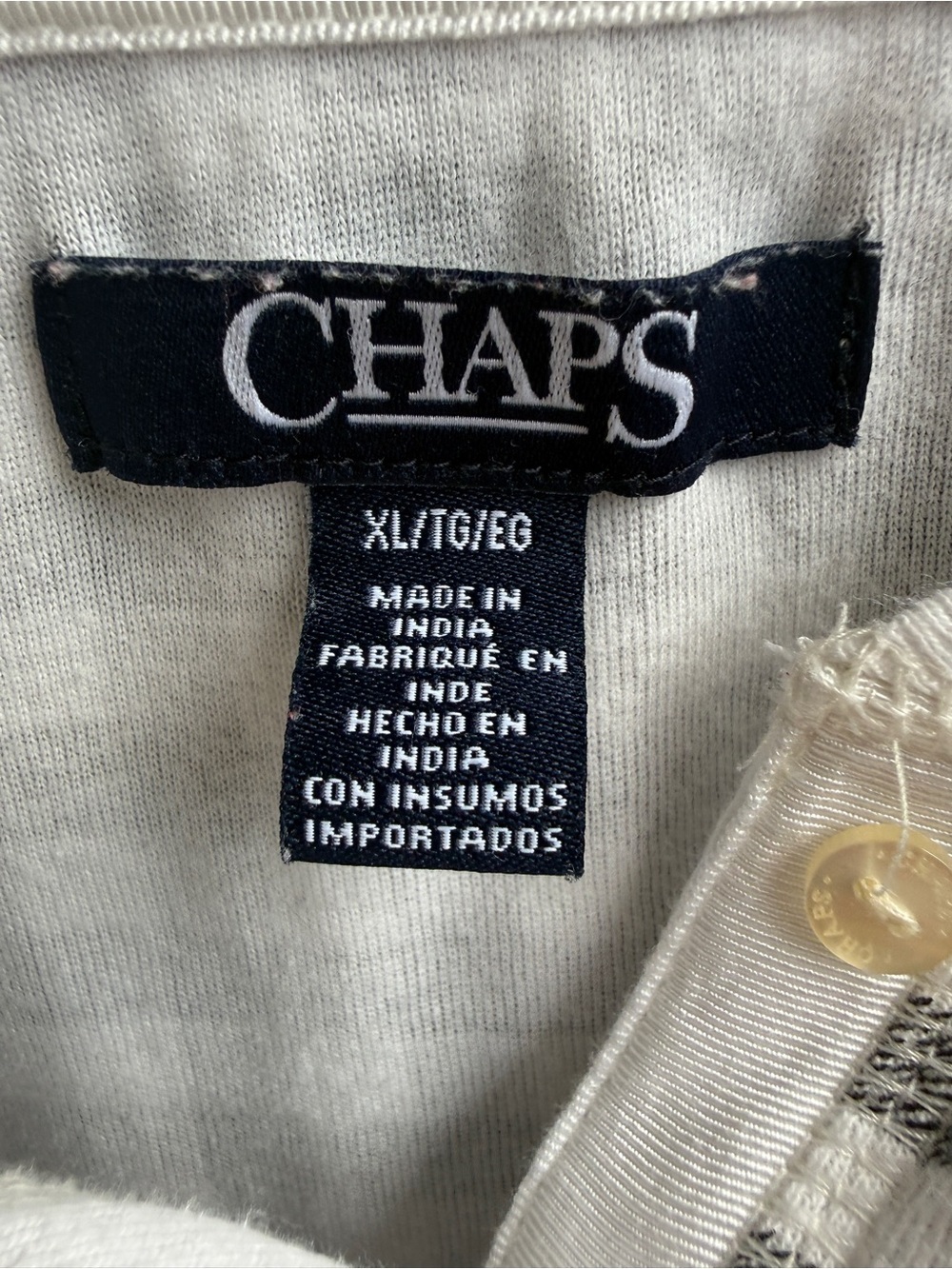 Chaps Black & White Gingham Henley Shirt - Picture 5 of 6